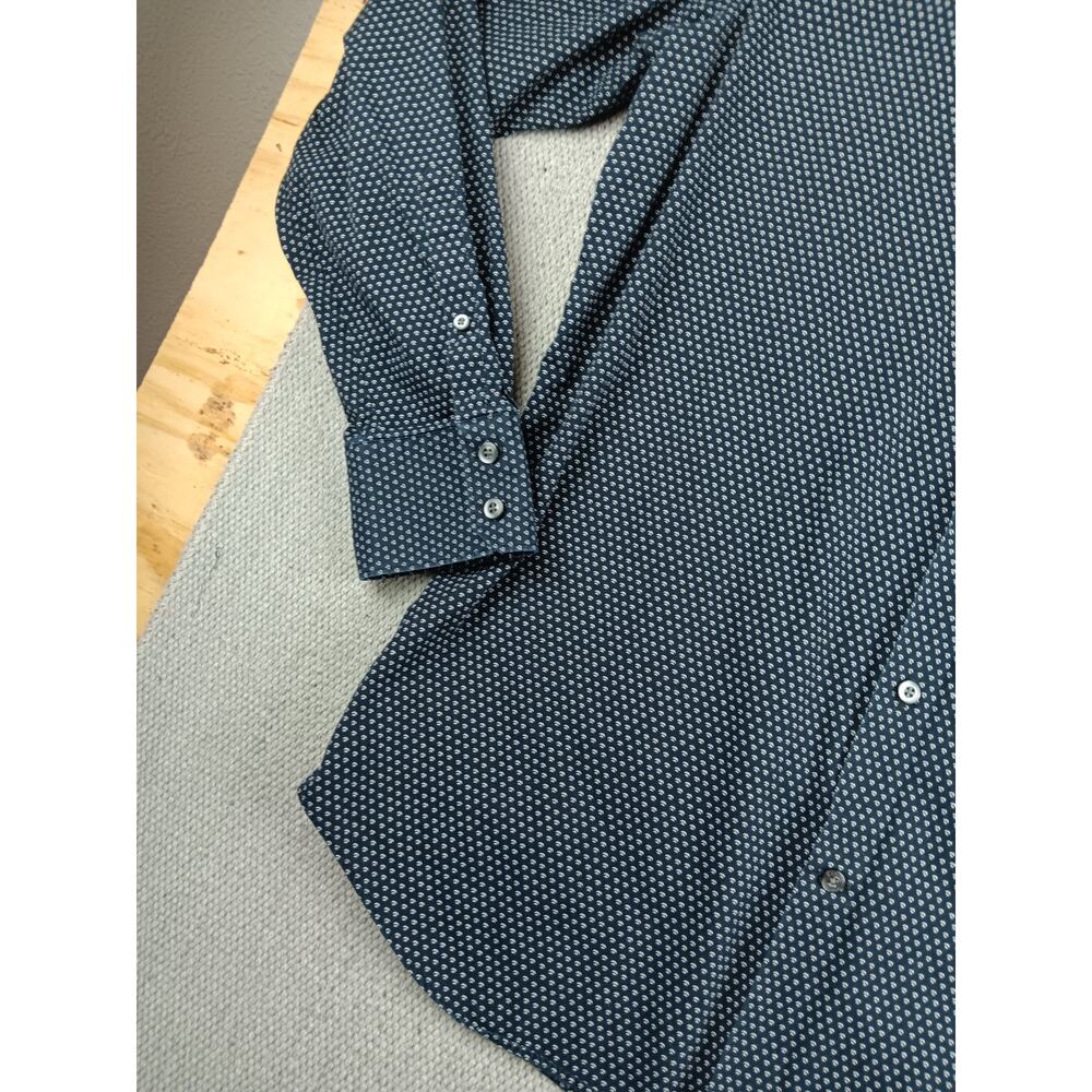 Banana Republic Slim‎ Fit Button Up Shirt Mens Large 16-16.5 Blue Navy Dot Party - Picture 6 of 13